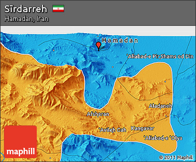 Political 3D Map of Sīrdarreh