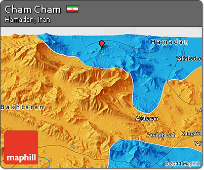 Political 3D Map of Cham Cham