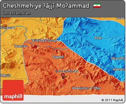 Political 3D Map of Cheshmeh-ye Ḩājjī Moḩammad