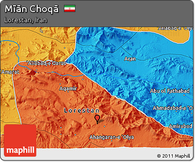 Political 3D Map of Mīān Choqā