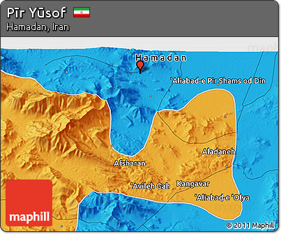 Political 3D Map of Pīr Yūsof