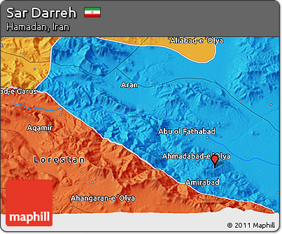 Political 3D Map of Sar Darreh