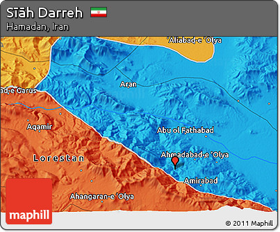 Political 3D Map of Sīāh Darreh