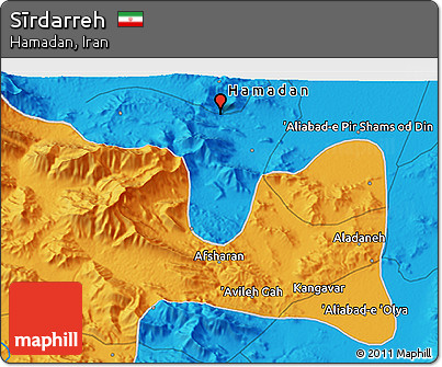 Political 3D Map of Sīrdarreh