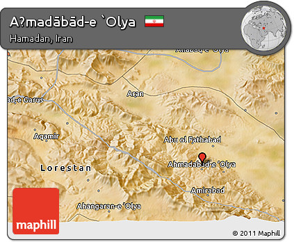 Satellite 3D Map of Aḩmadābād-e `Olya