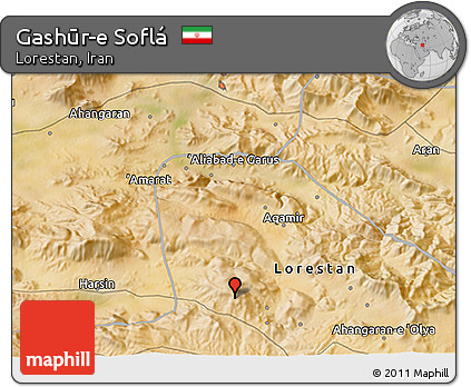 Satellite 3D Map of Gashūr-e Soflá