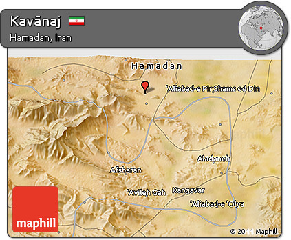 Satellite 3D Map of Kavānaj