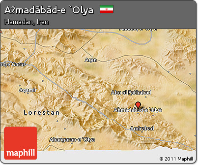 Satellite 3D Map of Aḩmadābād-e `Olya