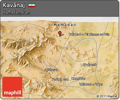 Satellite 3D Map of Kavānaj