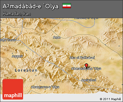 Satellite 3D Map of Aḩmadābād-e `Olya