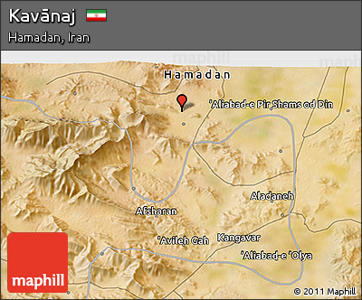 Satellite 3D Map of Kavānaj