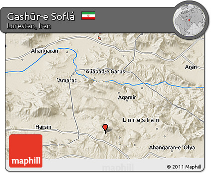Shaded Relief 3D Map of Gashūr-e Soflá