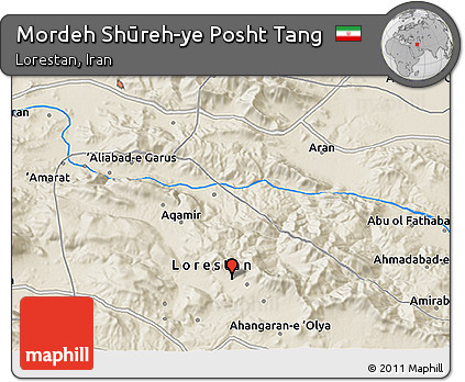Shaded Relief 3D Map of Mordeh Shūreh-ye Posht Tang