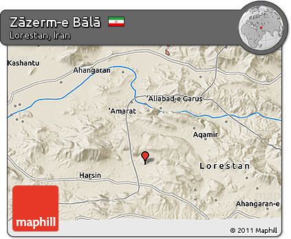Shaded Relief 3D Map of Zāzerm-e Bālā