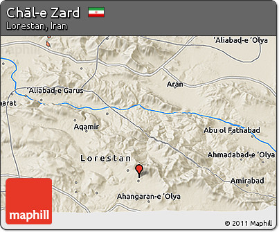 Shaded Relief 3D Map of Chāl-e Zard