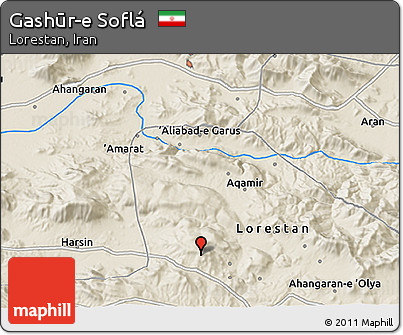 Shaded Relief 3D Map of Gashūr-e Soflá