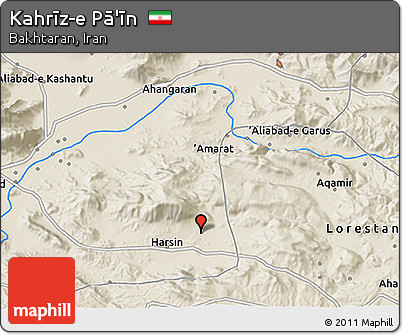 Shaded Relief 3D Map of Kahrīz-e Pā'īn