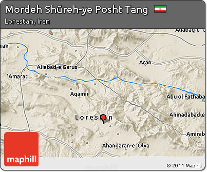 Shaded Relief 3D Map of Mordeh Shūreh-ye Posht Tang