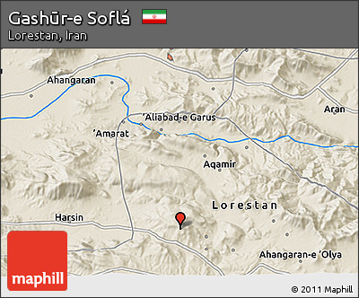 Shaded Relief 3D Map of Gashūr-e Soflá