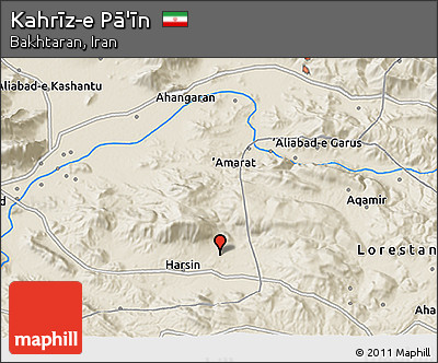 Shaded Relief 3D Map of Kahrīz-e Pā'īn