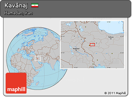 Gray Location Map of Kavānaj
