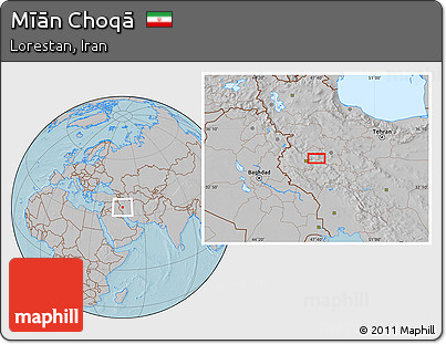 Gray Location Map of Mīān Choqā, hill shading