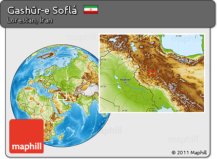 Physical Location Map of Gashūr-e Soflá