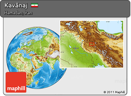 Physical Location Map of Kavānaj
