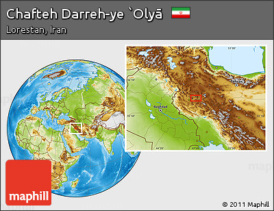 Physical Location Map of Chafteh Darreh-ye `Olyā