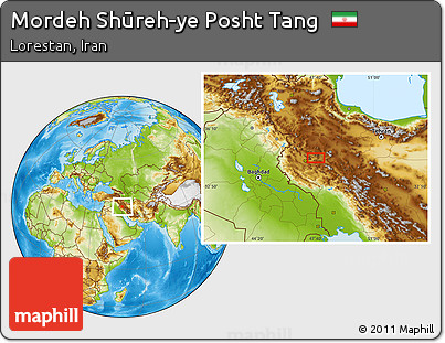Physical Location Map of Mordeh Shūreh-ye Posht Tang