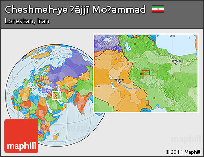 Political Location Map of Cheshmeh-ye Ḩājjī Moḩammad