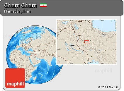 Shaded Relief Location Map of Cham Cham