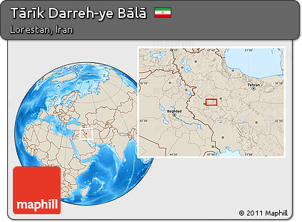 Shaded Relief Location Map of Tārīk Darreh-ye Bālā