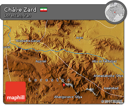 Physical Map of Chāl-e Zard