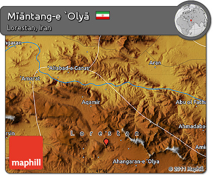Physical Map of Mīāntang-e `Olyā