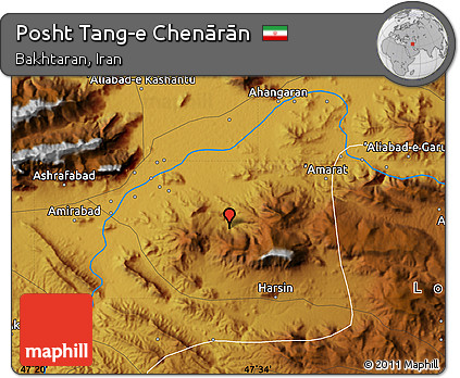 Physical Map of Posht Tang-e Chenārān