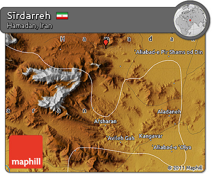 Physical Map of Sīrdarreh