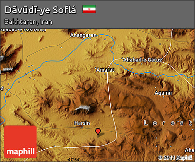 Physical Map of Dāvūdī-ye Soflá