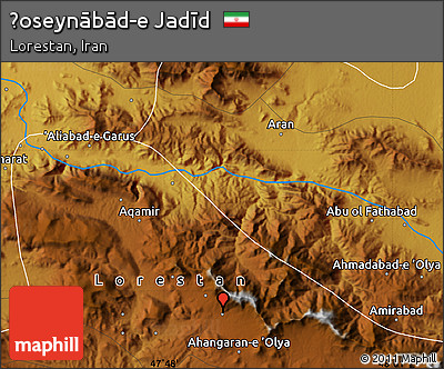 Physical Map of Ḩoseynābād-e Jadīd