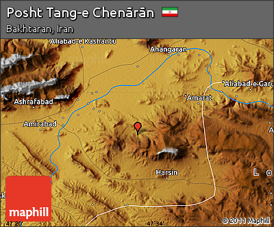 Physical Map of Posht Tang-e Chenārān