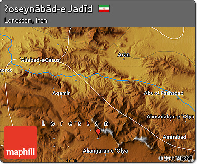 Physical Map of Ḩoseynābād-e Jadīd