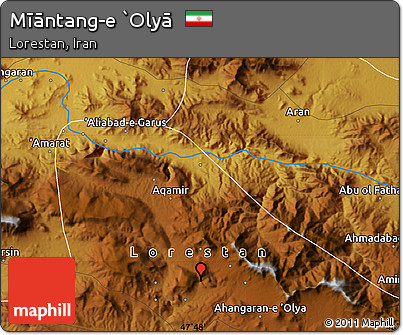 Physical Map of Mīāntang-e `Olyā