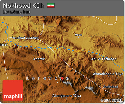 Physical Map of Nokhowd Kūh