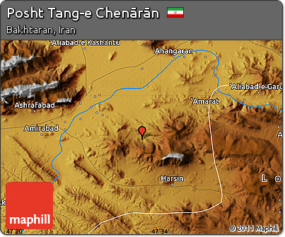 Physical Map of Posht Tang-e Chenārān