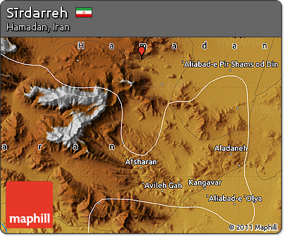 Physical Map of Sīrdarreh
