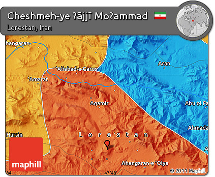 Political Map of Cheshmeh-ye Ḩājjī Moḩammad