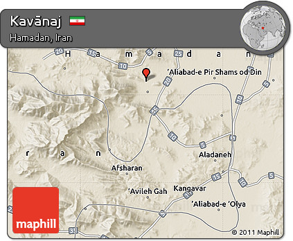 Shaded Relief Map of Kavānaj