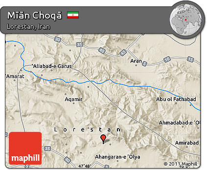 Shaded Relief Map of Mīān Choqā