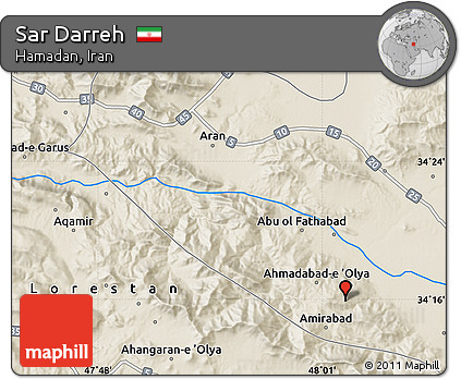 Shaded Relief Map of Sar Darreh