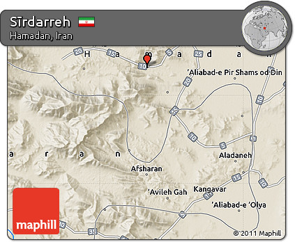 Shaded Relief Map of Sīrdarreh